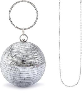 Bolso de mano con logotipo personalizado al por mayor, bolso de noche esférico con espejo plateado para fiestas y festivales de los años 70, venta al por mayor - Product Image 1