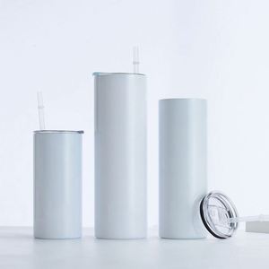 Lot de 50 gobelets isothermes fins et droits en acier inoxydable de 20 oz, blancs, vierges pour sublimation, tasses cadeaux, anti-fuite, sans BPA, en plastique - Product Image 4