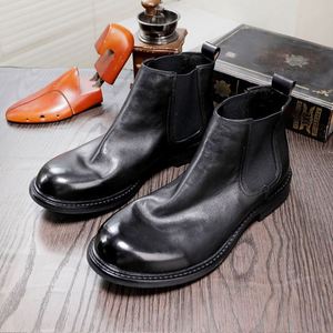 British Style Men's Retro Ankle Boots Thick Soled Genuine Leather Waterproof Breathable Summer Autumn Boots - Product Image 1