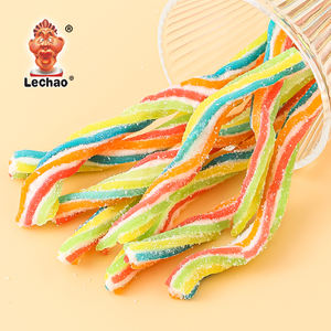 Lechao New Arrival Rainbow Twisted Sour Coated Chewy <strong>Candy</strong> Colorful Twisted Peel Jelly Gummy <strong>Candies</strong> Licorice Sugar - Product Image 5