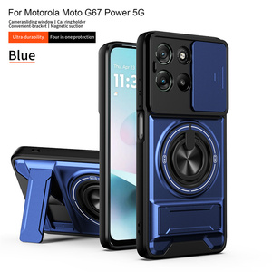 Funda Protectora <span class=keywords><strong>para</strong></span> Teléfono con Anillo Magnético y Protección de Cámara a Prueba de Golpes <span class=keywords><strong>para</strong></span> MOTO G67 5G/G77 5G, con Ventana Deslizante y Soporte <span class=keywords><strong>para</strong></span> Coche, Fabricada en TPU+PC - Product Image 3
