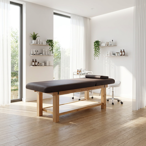 Table de massage professionnelle en bois massif avec éponge haute densité pour salon de beauté - Vente directe usine - Product Image 1