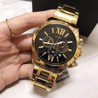 Stopwatch Multifungsi Pria dari Baja Tahan Karat dengan Tali Baja Tahan Karat dan Layar Analog