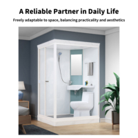 Module de salle de bain préfabriqué YEETE - Unité de salle de bain intégrée tout-en-un avec receveur en céramique et porte battante pour projets hôteliers et d'appartements