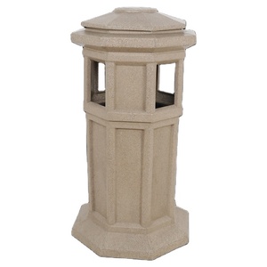 Outdoor <b>Marble</b> Gray Plastic Waste Bin Standing Dustbin with Removable Bucket <b>Large</b> Capacity for Garden Street - Product Image 1