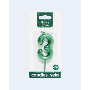 Candela Verde Numero 3 Party Love 6cm per Decorazione Torta di Compleanno - Product Image 2