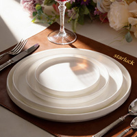 Ensemble de 4 assiettes élégantes haut de gamme en porcelaine fine, à bord vertical, en céramique blanche, pour dîner, salade et pain