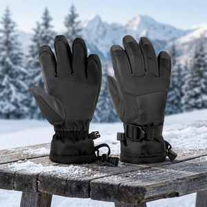 Guantes de esquí y snowboard de cuero para hombre, impermeables, para clima frío, con forro polar, para deportes al aire libre, cálidos, para ciclismo y entrenamiento - Product Image 3