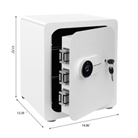 Coffre-fort antivol et anti-empreintes digitales blanc, avec clé d'urgence et étagère amovible, montable au mur ou au sol, pour bijoux, argent liquide et documents