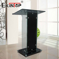 Podio de Cristal Negro Moderno Ekintop, Atril para Iglesia, Conciertos, Escuelas