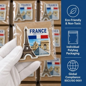 Aimant de réfrigérateur 3D en aluminium gaufré durable, souvenirs de voyage USA France Russie, <span class=keywords><strong>Paris</strong></span> Moscou, 2x3 pouces, cadeau pour cuisine et <span class=keywords><strong>bar</strong></span> - Product Image 4
