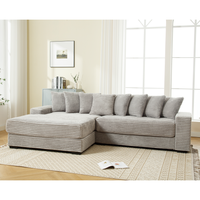 Canapé modulaire surdimensionné en forme de L, moderne, en velours côtelé, avec chaise longue gauche, accoudoirs, huit coussins décoratifs, canapé d'angle