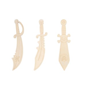Colgante de cuchillo creativo estilo graffiti de madera, pintado y coloreado a mano, juguete educativo y de pintura DIY para niños. - Product Image 5