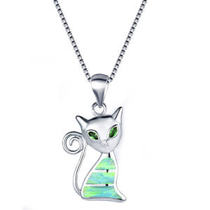 Cute Animal <strong>Fox</strong> Pendant Blue White Green Fire Opal <strong>Necklaces</strong> for Women 925 Sterling Silver Purple Zircon Rainbow Cat <strong>Necklace</strong> - Product Image 1