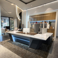 Bureau de direction moderne en bois blanc brillant avec recharge sans fil pour bureau à domicile et hôtel mobilier de bureau commercial
