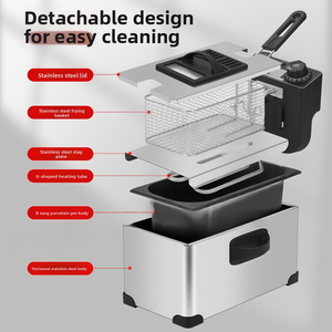 Freidora Eléctrica Comercial Pequeña <span class=keywords><strong>de</strong></span> Cilindro Simple/Doble con Filtrado <span class=keywords><strong>de</strong></span> Aceite para Papas Fritas y Pollo Frito, con Temperatura Constante - Product Image 4