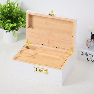 Wholesale Customize Bamboo Smoking Accessories <b>Stash</b> <b>Box</b> with Lock Combo Kit Wooden Rolling Tray Smell Proof Herb Storage Case - Product Image 2
