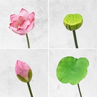 Fleur de lotus artificielle en soie style chinois pour bassin, décoration florale décorative pour mariage et salon, élément aquatique