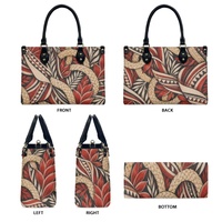 Sac à main léger en PU pour femme, motif floral tropical Puletasi Teuila, avec poignée supérieure, noir et blanc, tailles S M L