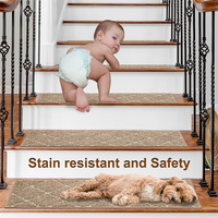 Tapis d'escalier modernes en polyester rayé, super absorbants et antidérapants, pour marches en bois