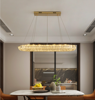 Lustre suspendu moderne en cristal LED, style contemporain, pour salle à manger, en acier inoxydable, lampe suspendue de luxe pour intérieur, blanc chaud