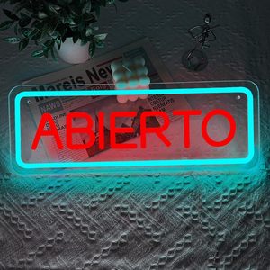 Spanish OPEN neon LED indoor hanging store <b>sign</b> indicator street atmosphere light luminous <b>sign</b> decorative light customizable 5V - Product Image 5