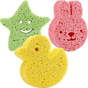 Éponges de bain pour enfants, nettoyant corporel exfoliant entièrement naturel, en pulpe de bois givrée, outils de gommage en cellulose pour bébé - Product Image 2