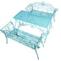 Ensemble de table et de chaises en fer forgé de style américain pour patios et balcons, meubles de salon colorés comprenant une table basse et un canapé