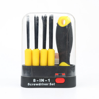 Set obeng pengganti CR-V, 9 buah gagang plastik alur lurus kait putar 8-in-1 multi-fungsi DIY perbaikan Manual Torx