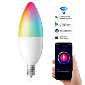 Đèn nến màu thay đổi ánh sáng bóng Đèn Dimmable màu nến bóng đèn với điều khiển từ xa RGB ấm trắng 2700K