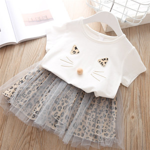 Conjuntos de Ropa para Bebés, Ropa Infantil, Camiseta con Estampado de Gato de Bangkok y Telas de Leopardo para Faldas de Niña - Product Image 1