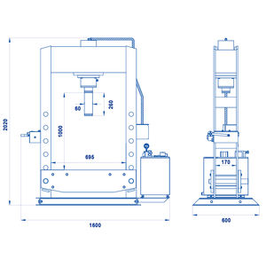 Prensa electrohidráulica de 2 velocidades OMCN P30/MR 1.5kW, capacidad de 30 toneladas - Product Image 2