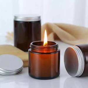 Offre Spéciale pour <span class=keywords><strong>Amazon</strong></span> Bougies en cire de soja naturelle dans un bocal en verre de couleur ambre - Product Image 1