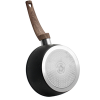 Marmite à soupe antiadhésive en aluminium avec revêtement antiadhésif, sans BPA, pour la préparation de la nourriture pour bébé, avec poignées ergonomiques en bois anti-chaleur