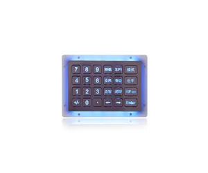 IP65 24 tombol mesin penjual lampu latar industri dinamis keypad logam tahan rusak keypad