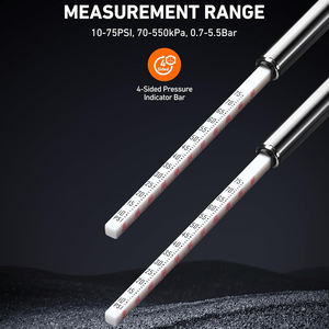 مقياس ضغط الهواء بنمط قلم رصاص للسيارات والدراجات والمركبات ومقياس إطار معدني للجسم من الفولاذ المقاوم للصدأ (10-75 رطل لكل بوصة مربعة ± Span) - Product Image 2