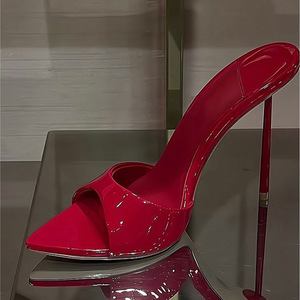 Sandalias de Tacón de Aguja Sencillas y Sexys para Mujer 2026, de Moda, de Piel Sintética de Alta Gama, con una Sola Tira, Estilo Reina Madura, Tacones Altos - Product Image 1