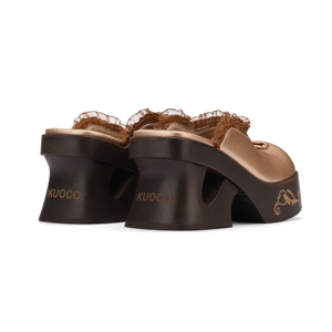 KUOCO Sabots en bois faits à la main Sandales compensées pour femmes Mules élégantes en bois - Product Image 4