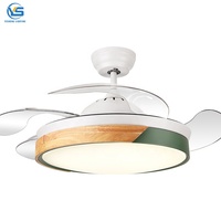 Ventilateur de plafond moderne en bois massif 2036A rétractable 42/36 pouces 110-240V avec moteur DC, lumières LED et télécommande