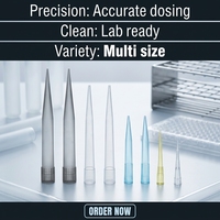 Embouts de pipette en plastique bleu transparent 1 ml, filtre stérile 10 µl-1000 µl