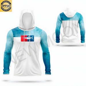 UPF50+ Men's Quick Dry Fishing Hoodie Long Sleeve UV Protection Breathable Polyester Customized Logo and Sublimation Printing - Product Image 4