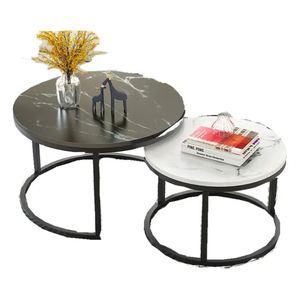 Lujo Marc diseño titanio dorado Acero inoxidable sala de estar gran centro grande mármol superior mesa de centro Circular - Product Image 1