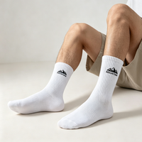 Chaussettes ras du cou unisexes en coton peigné respirant à côtes verticales, avec logo jacquard personnalisé, idéales pour le quotidien, les loisirs, la rue et l'extérieur