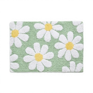 Tapis de bain de luxe en coton pur, à poils longs, motif floral, écologique, style américain, durable, tapis de sol de salle de bain, assurance qualité - Product Image 1