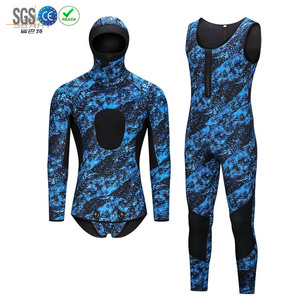 Sbart 5mm 3mm in Neoprene muta con cappuccio 2 pezzi muta da sub mimetica muta da sub <span class=keywords><strong>acqua</strong></span> fredda pesca subacquea muta termica per gli uomini - Product Image 3