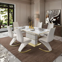 Table à manger moderne nordique et ensemble de 6 chaises – Mobilier de maison de luxe gain de place