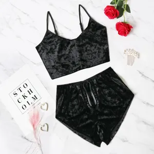 S-3XL High Quality Sexy V Neck tank <strong>Tops</strong> Underwear Solid Color <strong>Women</strong> <strong>Velvet</strong> Two Piece Set - Product Image 6