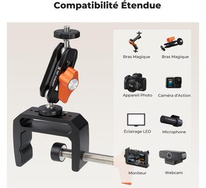 K&F CONCEPT Super Clamp Bureau con Brazo Mágico 360 °   1/4" 3/8" |   Soporte de Cámara con Doble Rótula, Soporte para Monitor MS-38 - Product Image 2