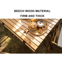 Vente en gros personnalisée Table enroulable en bois de hêtre pliable et portable pour l'extérieur Table de camping pliante pour pique-nique et voyage