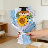 Boneka Rajut Bunga Benang Buatan Tangan Buket Bunga Matahari Hadiah Kreatif Wisuda Ulang Tahun Anak Laki-laki Perempuan Hadiah Cina Model 042701